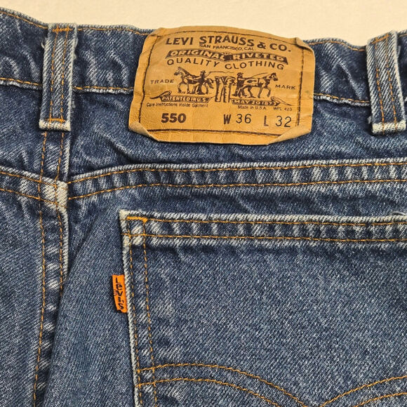 Levi's 550 Vintage Jeans Mens 36x32 Made In USA Relaxed Fit Orange Tab - Picture 4 of 9